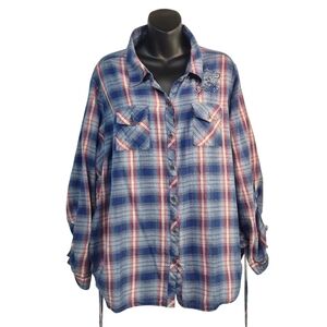 CATO Women's Multi Colors Plaid Button Down Shirt Size 22/24W